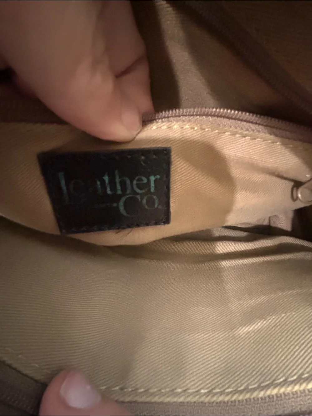 Vintage Liz Claiborne Leather Top-Handle Bag Cream and Brown & shoulder strap